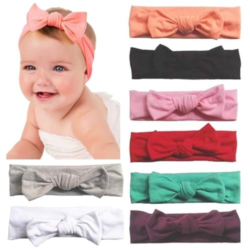 Toptim Baby Headbands Cotton Knotted, Girl's Rabbit Ear Hairbands for Newborn,Toddler 8-Pack (Multicoloured, one size)
