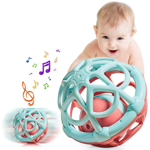 Baby Rattle Teether Toy 4 Inch Jingle Ball Easy Grasp Sensory Puzzle for 3-12 Months