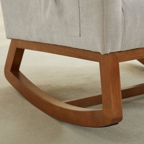 Upholstered Rocking Chair Nursery Chair with High Back and Side Pocket