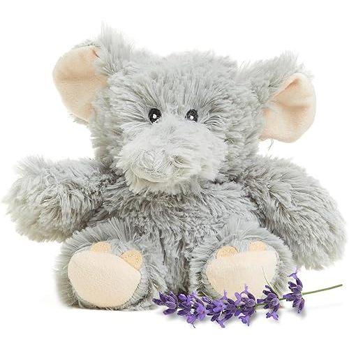 warmies Junior Microwavable & Weighted Stuffed Animals, Elephant - Heated Stuffed Animal Plushie for Warmth & Comfort - Cute Soft Plush Toys for Adults & Children (Boys, Girls, Babies & Toddlers)