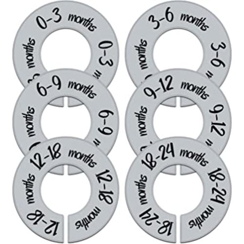 Pro Goleem Baby Closet Dividers Gray Baby Closet Organizer for Nursery Baby Clothes Size Age Dividers Fits 1.5" Rod 6 PCS