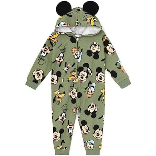 Disney Mickey Mouse Goofy Donald Duck Daisy Duck Fleece Zip Up Coverall Infant to Little Kid