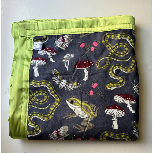Frog, snake, mushroom silkie baby blanket