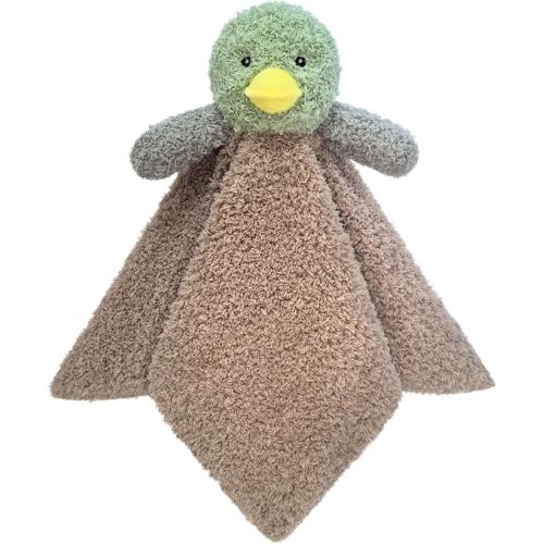 Doindute Baby Mallard Duck Soft Stuffed Animal Security Blanket, Plush Green Duck Character Lovey Blanket, Baby Shower/Nursery Gift, Newborn Infant Toddler Snuggle Blankie for Boys Girls, 14 Inches