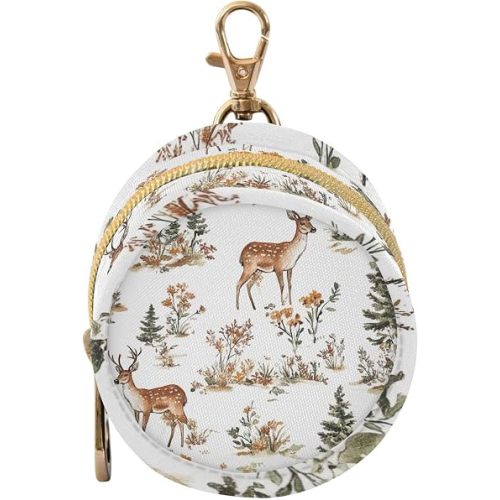 YETTASBIN Deer Portable Pacifier Holder Case with Metal Hook Buckle & Zipper for Diaper Bag and Stroller, Versatile All-in-One Travel-Friendily Baby Pacifier Pouch for Boy Girl