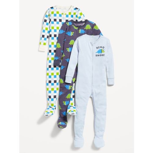 Snug-Fit 2-Way-Zip Pajama One-Piece 3-Pack for Toddler & Baby