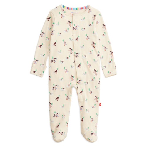 Quack Me Up Organic Cotton Magnetic Footie, 3-6M