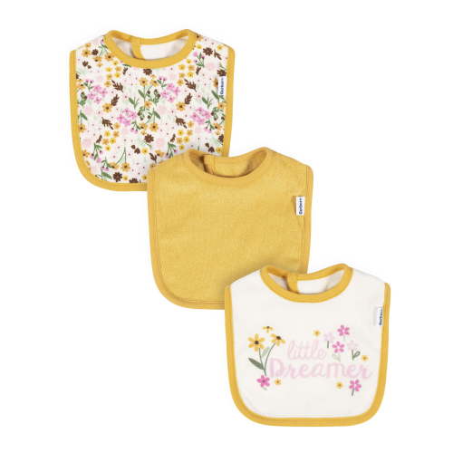 Gerber Baby Girl Bibs, 3-Pack, One Size