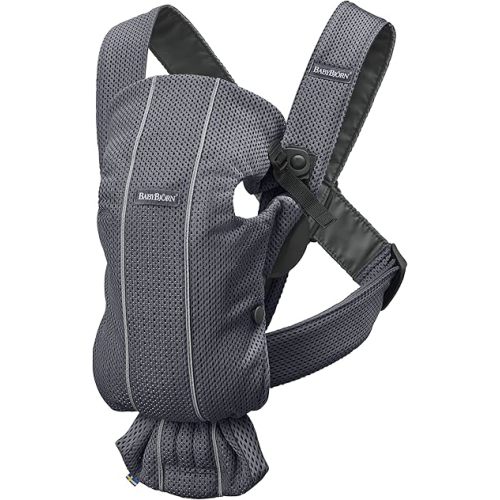 BabyBjörn Baby Carrier Mini, Anthracite, 3D Mesh | Newborn Carrier (7-25 lbs), Ergonomic, Easy-to-Use