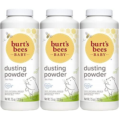 Baby Powder, Burt's Bees Hypoallergenic Dusting Powder, Non-Irritating, Calming Skin Care, All Natural, Talc Free, 7.5 Oz (Pack of 3)