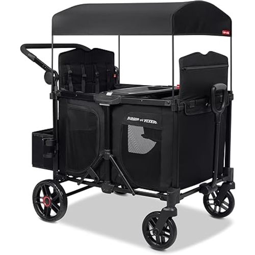 Radio Flyer Voya 2.0 XT 4-Seat Stroller Wagon, For Kids 6+ Months, Compact