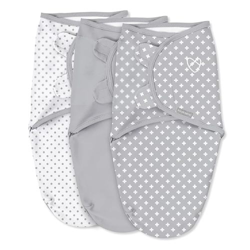 SwaddleMe by Ingenuity Original Swaddle, 100% Cotton, Improves Sleep & Calms Startle Reflex, 0-3 Months, 1.0 TOG, 3-Pack, Baby Swaddle Blanket - Criss Cross