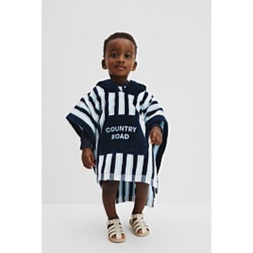 Navy Australian Cotton Stripe Logo Poncho - Swimwear | Country Road