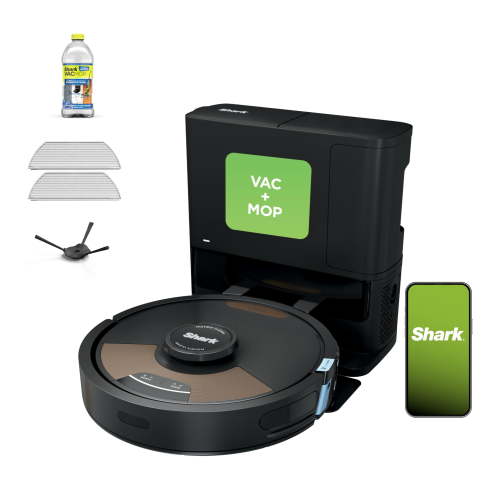 Shark Matrix Plus 2-in-1 Robot Vacuum & Mop, Sonic Mopping, Matrix Clean, Home Mapping, HEPA Bagless Self-Empty Base, CleanEdge, Wi-Fi, Alexa Compatible, Black/Gold (AV2613WA)
