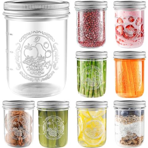 Wide Mouth Mason Jars 16 oz with Lids [6 Pack], Canning Jars with Metal Airtight Lids and Bands, 16 oz Glass Jars for Fermenting, Pickling, Freezing, Preserving, Meal Prep, Jar Décor
