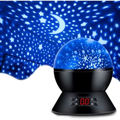 Star Projector Night Lights for Kids with Timer, Toys for 2-5-14 Year Old Boys Room Lights for Kids Glow in The Dark Stars Moon for Child Sleep Peacefully, Birthday Gifts for Boys-Black