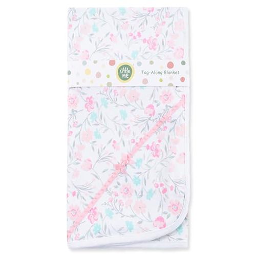 Little Me Blankets for Baby Girls' Watercolor Swaddling Receiving Blanket, 30 x 27 Inches