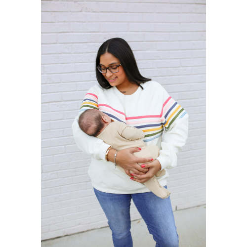 Six-Stripe Invisible Zip Breastfeeding Sweatshirt | Movemama Apparel