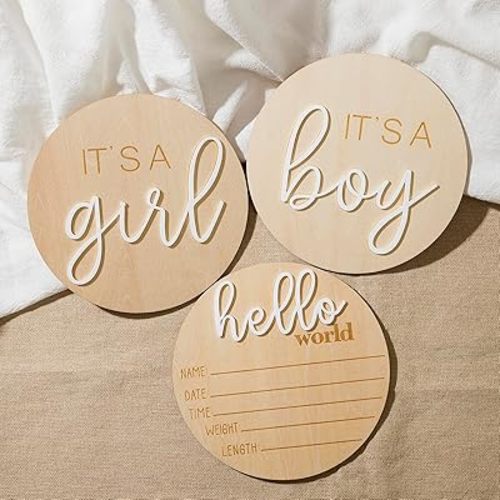 Its a Boy Its a Girl Wooden Sign & Hello World Sign, Gender Reveal Wooden Sign for Hospital, Baby Birth Announcement Sign for Photo Props, Birth Baby Name Plaques, Gender Reveal Decorations