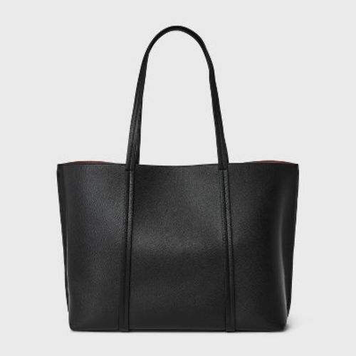 Triple Compartment Work Tote Handbag - A New Day™ Black: Shell, Double Shoulder Handles