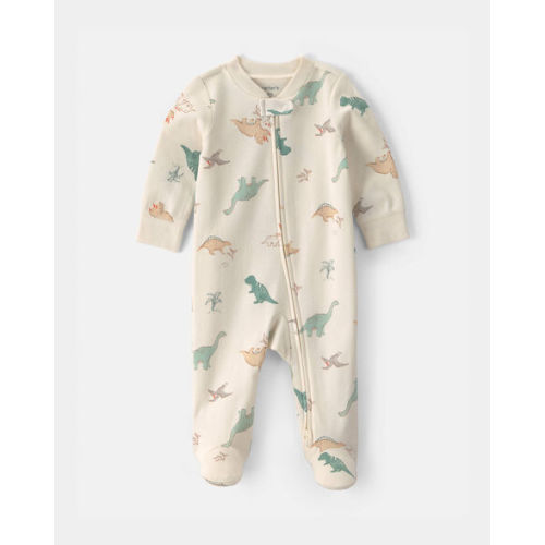 Baby Dinosaur 100% Cotton 2-Way Zip Sleep & Play Pajamas - Ivory | Carter's