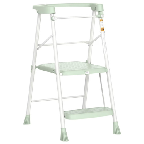 HBTower Kids Step Stool 2 Steps, Toddler Tower for Kitchen Counter Learning, Toddler Kitchen Stool Helper with Anti-Drop Safty Railing Kids Standing Folding Stepper, Green