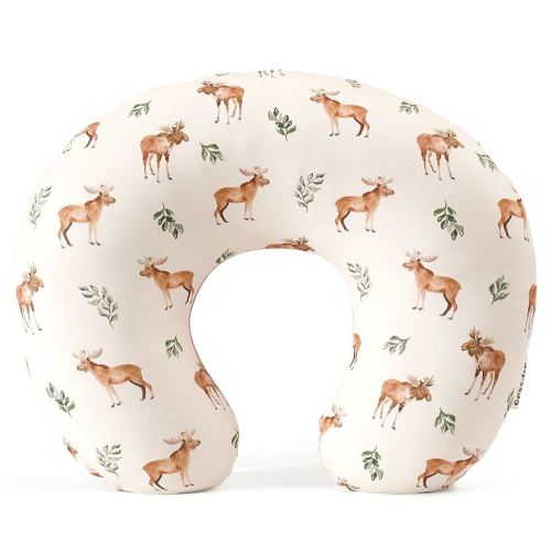 GRSSDER Reversible Nursing Pillow Cover, Ultra Soft Stretchy Minky Removable Nursing Covers Fitted for Breastfeeding Pillows Snug and Safe, Elk