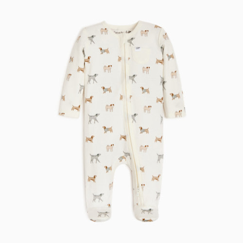 Organic Cotton Printed 2-Way Zip Footie - Puppy Parade