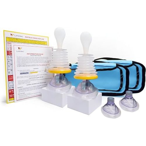 LifeVac Yellow Travel Kit 2 Pack - Portable Suction Rescue Device, First Aid Kit for Kids and Adults, Portable Airway Suction Device for Children and Adults
