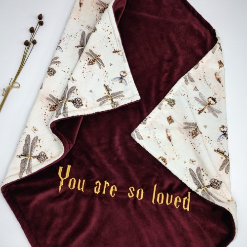 you are so loved, magic keys baby blanket, personalized baby blanket, baby wizard blanket, newborn gift, keys with wings, school of magic