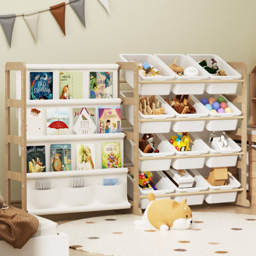 Isabelle & Max™ Large Toy Storage Organizer With 12 Toy Bins, Toy Organizers And Storage With 4 Tier Bookshelf For Kids Room, Playroom, Nursery Room & Reviews - Wayfair Canada