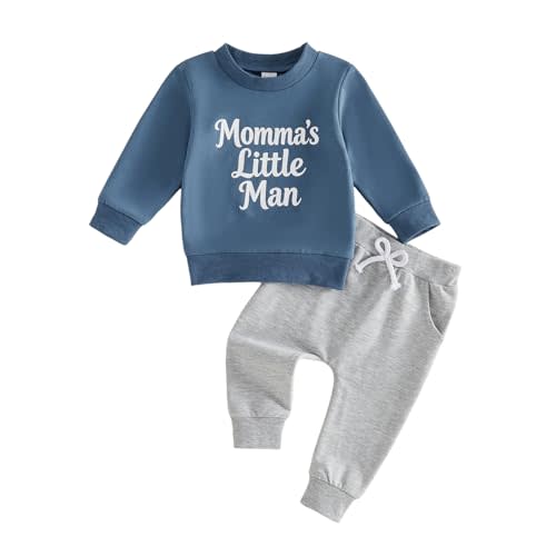 Amiblvowa Baby Boy 2Pcs Outfit Letter Print Sweatshirt Jogger Pants Set Infant Toddler Clothes Casual Outfits 0-3T