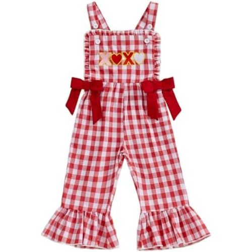 Toddler Baby Girl Bell Bottoms Romper Floral/Butterfly Overalls Suspender Flare Pants One Piece Strap Jumpsuit