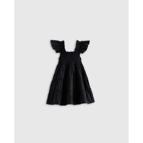100% Organic Cotton Poplin Smocked Dress in Black