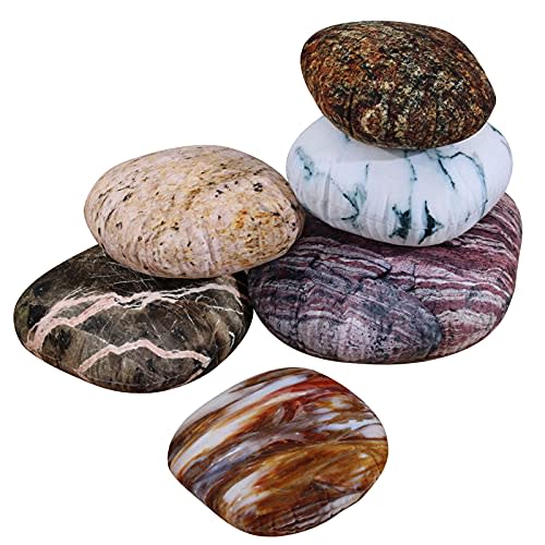 K Kackool 6-Piece Set Big Rock Pebble Cushions Covers Rock Throw Pillow Covers 3D Simulated Colored Stone Throw Pillowcase for Living Room Hidden Zip (Random Combination)