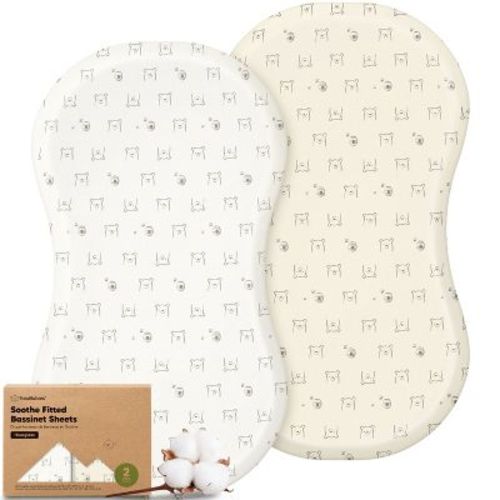 KeaBabies Organic Bassinet Sheet for Boys, Girls, 2-Pack Soft Soothe Bassinet Sheets for Halo BassiNest Swivel Sleeper, Hourglass 30x18 (Bumble Bear)