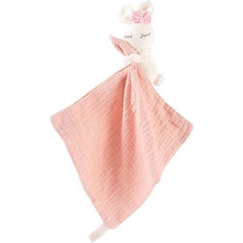 Plush Baby Rattle and Soft Doll Set – Handmade Crochet Toy Rattle for Newborns, Soft Plush Rabbit Rattle for Infants, Doll Blanket – Perfect First Toys for Baby Girl 0-6 Months