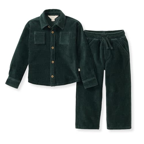 Burt's Bees Baby Boys Shirt and Pant Set, Long Sleeve Top & Bottom Outfit Bundle, 100% Organic Cotton