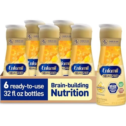 Enfamil NeuroPro Ready-to-Feed Baby Formula, 32 fl oz, 6 bottles | Brain Building Duo DHA & MFGM, Exclusive Immune Supporting HuMO6* Blend, Enfamil Ready to Feed Infant Formula