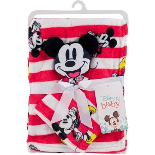 Mickey Mouse Blanket, Officially Licensed, Disney Baby Blanket Gift Set, Red Snuggler and Blanket - 2 Piece Set