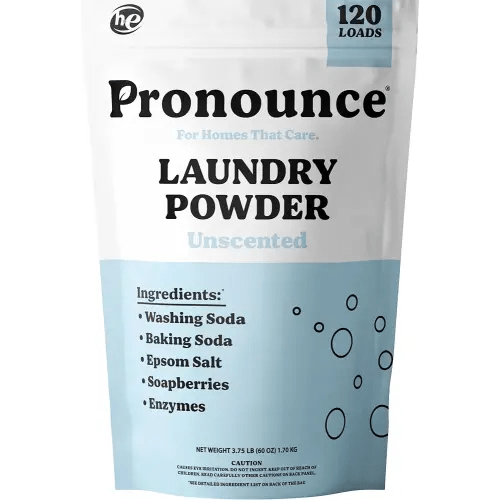 Pronounce Laundry Detergent Powder Alternative | Cleaner Ingredients. Safer for Sensitive Skin. Stain + Smell Fighting. Fragrance Free, HE Safe - 120 Loads (Unscented).