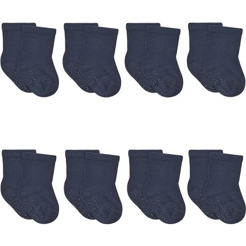 Gerber baby-boys 8-pack Wiggle-proof Jersey Crew Socks