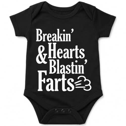 AW Fashions Breakin' Hearts & Blastin' Farts - Funny Baby Bodysuit | Bold funny baby bodysuit with rock-and-roll attitude for showers, family visits and photo days