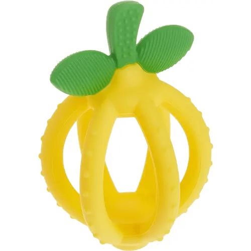 Itzy Ritzy Teething Ball & Training Toothbrush - Silicone, BPA-Free Bitzy Biter Lemon-Shaped Teething Toy Features Multiple Textures to Soothe Gums & an Easy-to-Hold Design (Lemon)