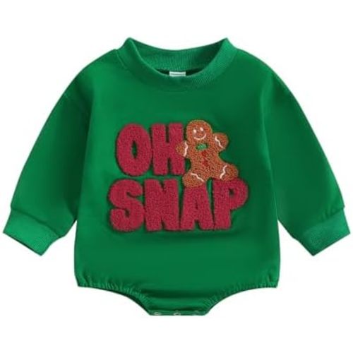 Ayalinggo My First Christmas Baby Girl Boy Outfit Newborn Letter Embroidery Sweatshirt Gingerbread Man Romper Fall Clothes