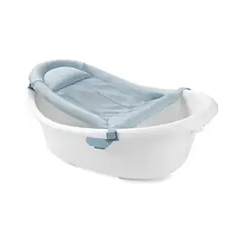 Skip Hop Baby Bath Tub 4-in-1 Grow with Baby Infant to Toddler Bathtub with Supportive Sling and Sit-Up Support Wave Age 0m+