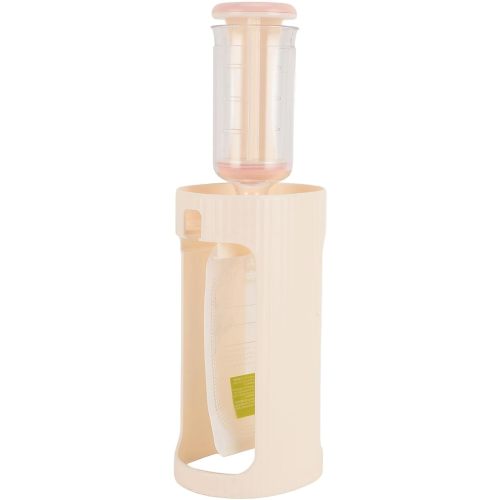 Squeeze Station for Homemade Baby Food Plastic Fruit Puree Baby Food Pouch Filling Maker with 10pcs 118ml Pouches (Beige)