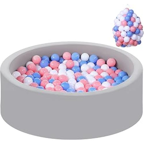 Wilwolfer Foam Ball Pit for Toddlers with 100 Balls, Large Baby Ball Pit for Babies with Soft Memory Sponge, Indoor Outdoor Baby Playpen, Kids Play Ball Pool, Gift Toys for Infants Boys and Girls