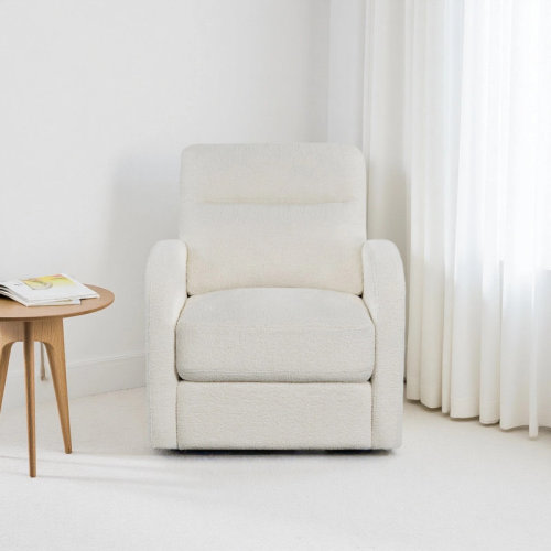 Latitude Run® Swivel Bouclé Accent Chair With Usb Charging Port, Storage Base & Multi-Pocket Arm Design | Wayfair