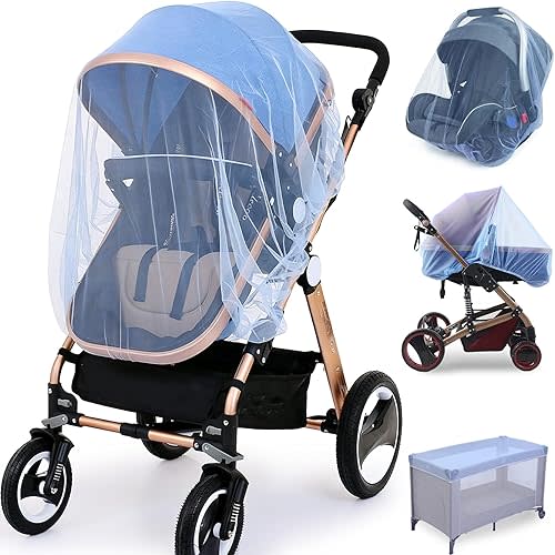 Baby Stroller Mosquito Net (2 Pack) - Durable Mesh Protection for Bassinets, Cradles, Playards, Pack N Plays & Portable Mini Cribs | Breathable Universal Fit Insect Barrier (Black)